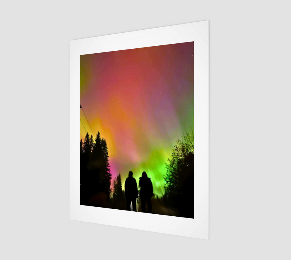 Northern Lights Couple Art Print | Aurora Borealis Wall Art