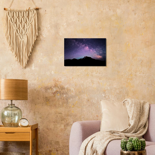 Milky Way Rockies Canvas Print – Starry Night Sky Wall Art — aurora borealis over rugged mountain peaks beneath the Milky Way