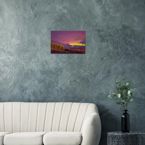 Sunset Aurora Mountain Canvas Print – Northern Lights Wall Art — aurora borealis over mountain peaks at sunset